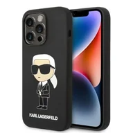 Etui i futerały do telefonów - Karl Lagerfeld Nakładka do iPhone 14 Pro 6,1" KLHCP14LSNIKBCK czarna hardcase Silicone NFT Ikonik - miniaturka - grafika 1