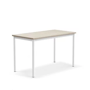 Biurko BORÅS PLUS, 1200x600x720 mm, popielaty laminat, biały - Meble do szkół i przedszkoli - miniaturka - grafika 1