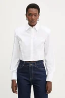 Koszule damskie - Karl Lagerfeld koszula bawełniana damska kolor biały relaxed z kołnierzykiem klasycznym B1W11034 - miniaturka - grafika 1