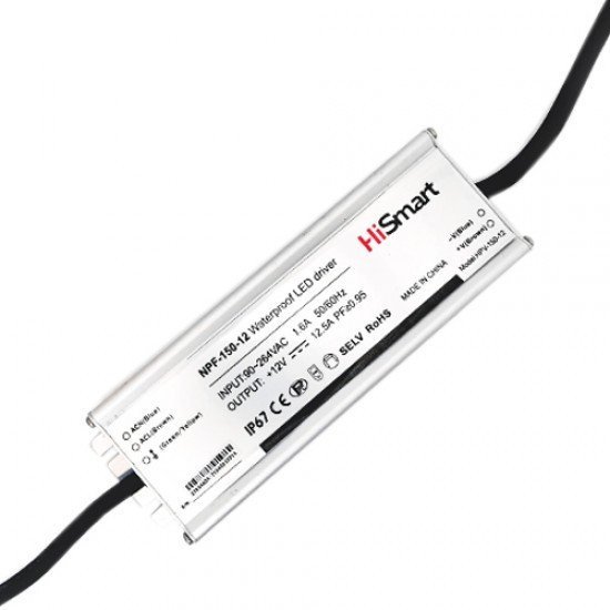 Zasilacz Hismart Maitinimo šaltinis 12V, 12.5A, 150W, PFC, IP67 NPF-150-12