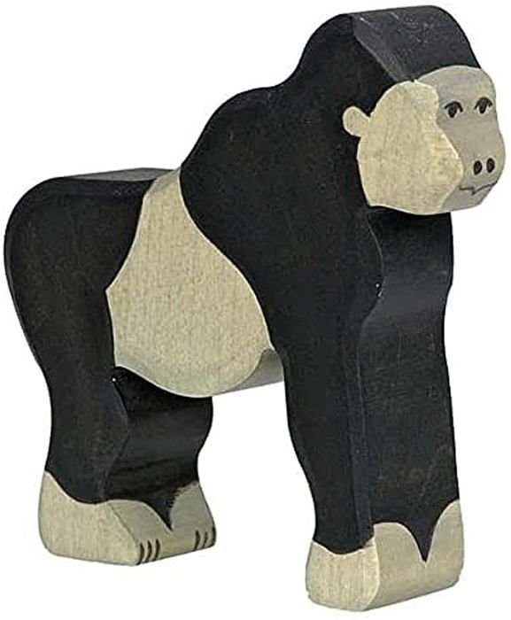 Figurki drewniane HOLZTIGER Goryl - Czarny i beżowy - Dla dzieci od 3 roku życia