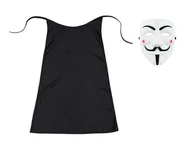 Stroje karnawałowe - ZESTAW VENDETTA CZARNY PELERYNA 90cm 2el - miniaturka - grafika 1