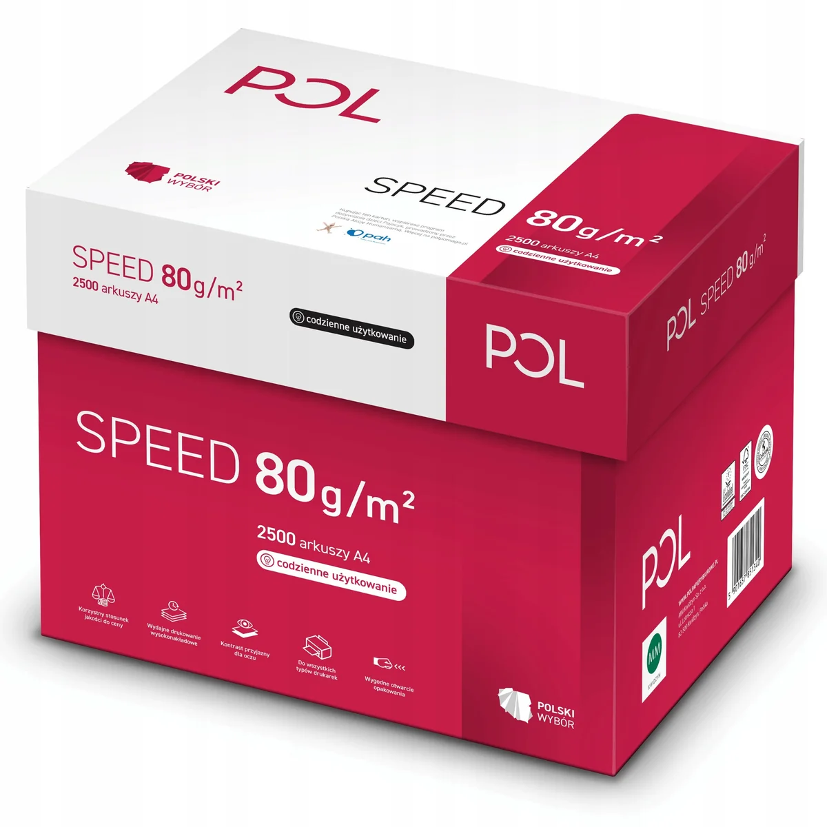 Papier Ksero Biurowy POLSPEED A4 80g Biały do drukarki Uniwersalny xero