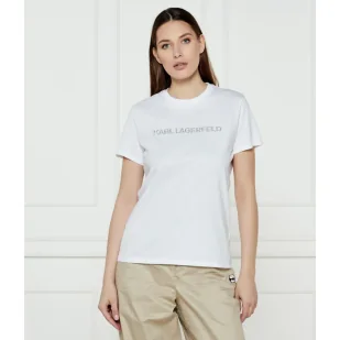 Karl Lagerfeld T-shirt LOGO Regular Fit - Koszulki i topy damskie - miniaturka - grafika 1