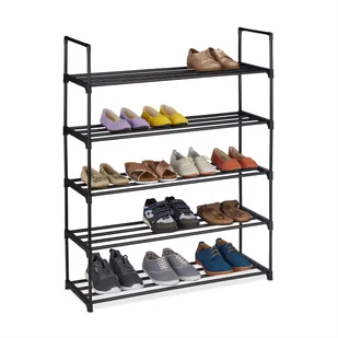 relaxdays Czarny metalowy stojak na buty - Szafki na buty - miniaturka - grafika 1