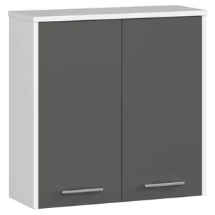 Szafka łazienkowa wisząca: dwoje drzwi, dwie półki, kolor: biały grafitowy szary, wymiary mebla: szer: 60 cm, wys: 60 cm, gł: 22,5 cm. - Szafki łazienkowe - miniaturka - grafika 1