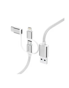 HAMA POLSKA KABEL USB HAMA 3W1 MICRO USB, TYP-C/LIGHTNING 0,2M, BIAŁY BIAŁY (183306) - Kable komputerowe i do monitorów - miniaturka - grafika 1