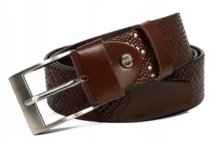 Klasyczny pasek ze skóry naturalnej zdobiony tłoczeniem we wzór skóry węża — Rovicky 105 - Paski Klasyczny pasek ze skóry naturalnej zdobiony tłoczeniem we wzór skóry węża — Rovicky 105 - Paski - miniaturka - grafika 1