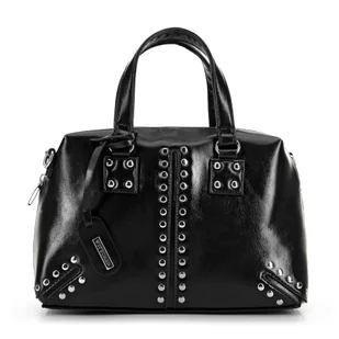 Damski kuferek ze skóry ekologicznej z chwostem czarny - Torebki damskie Damski kuferek ze skóry ekologicznej z chwostem czarny - Torebki damskie - miniaturka - grafika 1