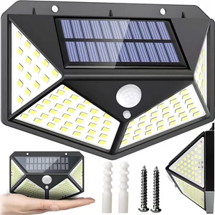 LAMPA SOLARNA 100LED Z CZUJNIKIEM RUCHU I ZMIERZCHU HALOGEN - Lampy ogrodowe - miniaturka - grafika 1