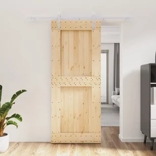 Drzwi przesuwne z osprzętem, 85x210 cm, lite drewno sosnowe Lumarko! - Drzwi wewnętrzne - miniaturka - grafika 1