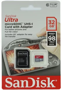 Karta Sandisk Micro SD 32 GB ULTRA (microSD HC) 98 MB/s - Karty pamięci - miniaturka - grafika 1