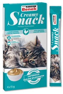 SUPER BENEK Creamy Snack - płynna przekąska dla kotów z kurczakiem i kocią trawką 4x 15g - Przysmaki dla kotów - miniaturka - grafika 1