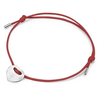 Srebrna bransoletka serce na czerwonym sznurku Staviori - Bransoletki - miniaturka - grafika 1
