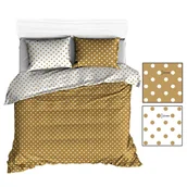 Pościel - Pościel 160x200 R138 biała beżowa groszki 330N 344N - miniaturka - grafika 1