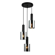 Lampy sufitowe - Italux Wisząca LAMPA loftowa SARDO PND-5581-3A-BK+SG skandynawska OPRAWA szklany ZWIS tuby kaskada przydymiona czarna - miniaturka - grafika 1