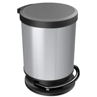 Kosze na śmieci - Rotho kosz na śmieci Paso okrągły, bezwonny kosz na odpady z tworzywa sztucznego o wyglądzie stali szlachetnej (PP), silber metallic, 20 l ROTHO_1015510264 - miniaturka - grafika 1