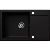 Zlewozmywaki - EOS Zlewozmywak granitowy LOJA czarny brokat złoty z ociekaczem - miniaturka - grafika 1