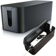 Pozostałe akcesoria do telefonów - Organizer kabli biurkowy podłogowy pojemnik pudełko na kable listwy Alogy Box S 23cm Czarny - miniaturka - grafika 1