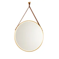 Lampy ścienne - QAZQA Nowoczesne lustro łazienkowe w kolorze złotym z diodami LED i dotykowym ściemniaczem - Pien - miniaturka - grafika 1