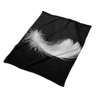 Koce - Nadruk koc narzuta Białe pióro modny ekologiczny, Fabricsy - miniaturka - grafika 1