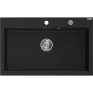 Zlewozmywaki - Mexen Elix zlewozmywak granitowy 1-komorowy 800 x 500 mm, czarny, syfon chrom - 6527801005-77 - miniaturka - grafika 1