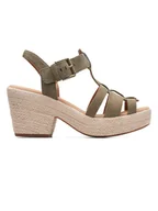 Sandały damskie - Clarks Skórzane sandały w kolorze khaki - miniaturka - grafika 1