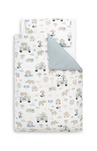 Sensillo, Pościel niemowlęca 100x135cm; 60x40cm, całoroczna, Zoo, Jeans - Kołdry i poduszki dla dzieci - miniaturka - grafika 1
