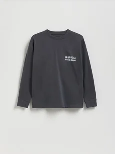 Reserved - Bawełniany longsleeve z nadrukiem - ciemnoszary - Bluzki dla chłopców - miniaturka - grafika 1