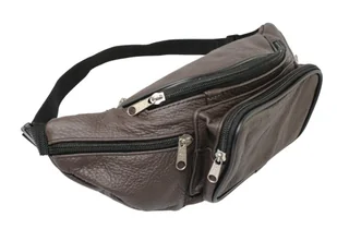 Saszetka Skórzana Na Pas Nerka MAGRE (PL) Skóra Naturalna Krzyś 3 Duża Kieszonka Na Smartfona CZEKOLADOWA 37 x 14 x 14 [cm] - Nerki - miniaturka - grafika 1