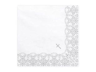 PartyDeco Serwetki komunijne z ornamentem 33x33cm srebrne SP33-64-018 - Pamiątka Pierwszej Komunii Świętej - miniaturka - grafika 1