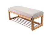 Ławki do przedpokoju - Ławka na buty LPG-4 120cm EMRAWOOD drewno lite kolor naturalny siedzisko gładkie kolor srebrny - miniaturka - grafika 1