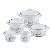 Zestawy garnków i patelni - Riess 0558-070 Emaill-Set Zestaw Garnków 5-Tlg Składający - miniaturka - grafika 1