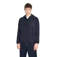 Bluzy męskie - Armani Exchange Męska bluza z kapturem Cotton Fleece Tonal Eagle Logo Full Zip Hoodie Hooded Hoodie, grantowy, XL - miniaturka - grafika 1