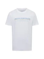 Koszulki męskie - Tom Tailor Denim T-shirt męski Mężczyźni Bawełna biały nadruk, S - miniaturka - grafika 1