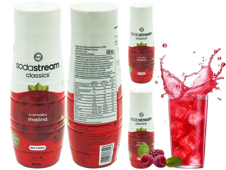 3x Syrop Koncentrat Malinowy Sodastream Malina Zero Cukru Do Saturatora