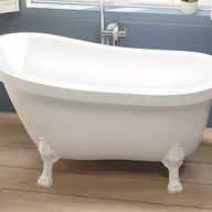 Wanny - VENTE-UNIQUE Wanna wolnostojąca retro z białymi nogami w kształcie lwich łap – 200 l – 145 x 74 x 77 cm – Biała – NISOS - miniaturka - grafika 1