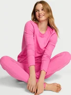 Piżamy damskie - Victoria's Secret Piżama bawełniana z długimi rękawami i legginsami Heart Pointelle - miniaturka - grafika 1