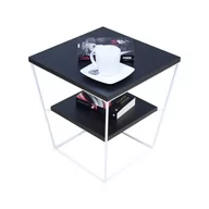 Ławy i stoliki kawowe - Minimalistyczny stolik kawowy z półką czarny - Arakin 5X - miniaturka - grafika 1