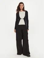 Swetry damskie - Sisley Kardigan 1WTHM6021 Czarny Slim Fit - miniaturka - grafika 1