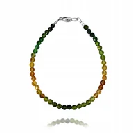 Bransoletki - Bransoletka Naturalne TURMALINY Zielone i Żółte faset 3mm Srebro 925 17cm - miniaturka - grafika 1