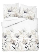 Pościel - Pościel Biała W Szaro-Beżowe Kwiaty I Liście – 220X200 Cm – Kolekcja Naturalis - miniaturka - grafika 1