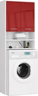 Szafki łazienkowe - Elior Słupek łazienkowy nad pralkę z półkami biały + czerwony połysk - Rikero 4X - miniaturka - grafika 1