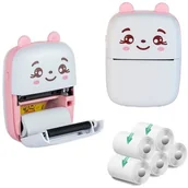 Drukarki kart i etykiet - Drukarka EXTRALINK EPP-001 Złącze USB Różowy Papier termiczny samoprzylepny (5 szt.) - miniaturka - grafika 1