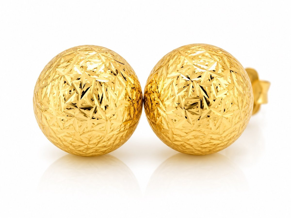 Kolczyki złote kuleczki Au 585 diamentowane