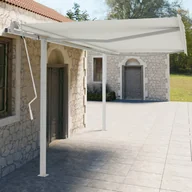 Markizy - vidaXL Zestaw słupków do markizy, biały, 450x245 cm, żelazo - miniaturka - grafika 1