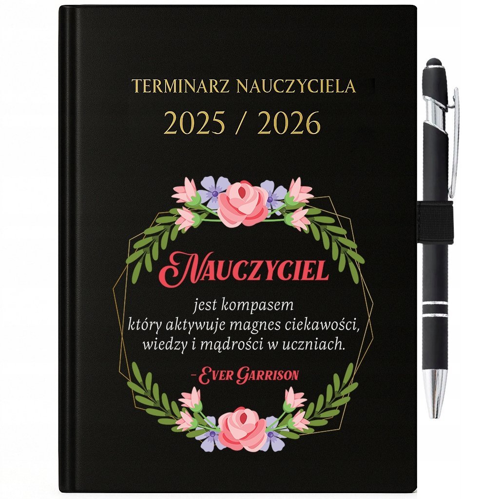 KALENDARZ NAUCZYCIELSKI PLANER 25/26 PREZENT DLA WYCHOWAWCY DŁUGOPIS CYTAT