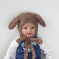 Czapki dla dzieci - Czapka Piesek Brąz alpaka/jedwab - miniaturka - grafika 1