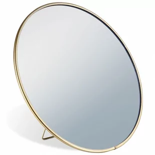Lusterko lustro kosmetyczne do makijażu stojące metalowe złote 20 cm kod: O-569560 - Lusterka do makijażu - miniaturka - grafika 1