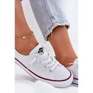 Trampki damskie - Materiałowe Trampki Damskie Lee Cooper LCW-25-02-3296L Białe - miniaturka - grafika 1